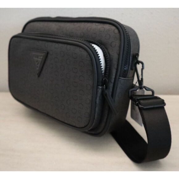 Guess SG910091 Charcoal Black Signature G Pebbled Lucius Crossbody/Shoulder Bag - Picture 7 of 11